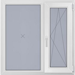 Окно двухстворчатое с одной пов-откидной створкой в доме серии ГМС-1